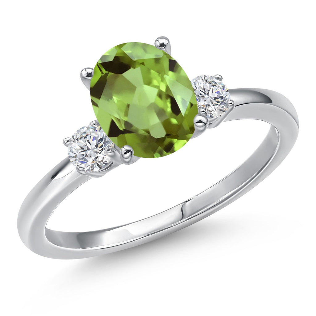 Peridot - August_8_Ring in 14K White Gold