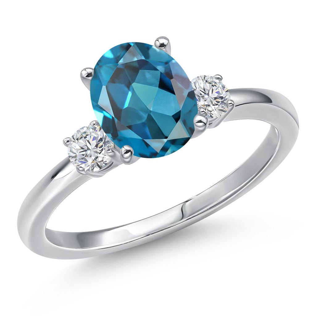 London Blue Topaz - November_9_Ring in 14K White Gold