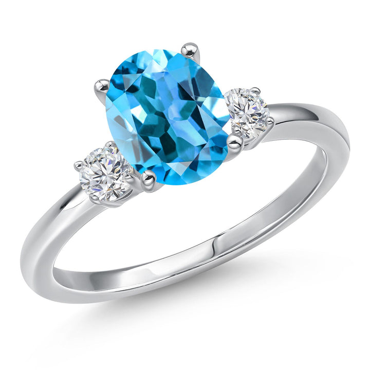 Swiss Blue Topaz - November_5_Ring in 14K White Gold