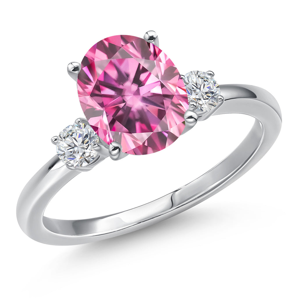 Pink Moissanite - April_8_Ring in 14K White Gold