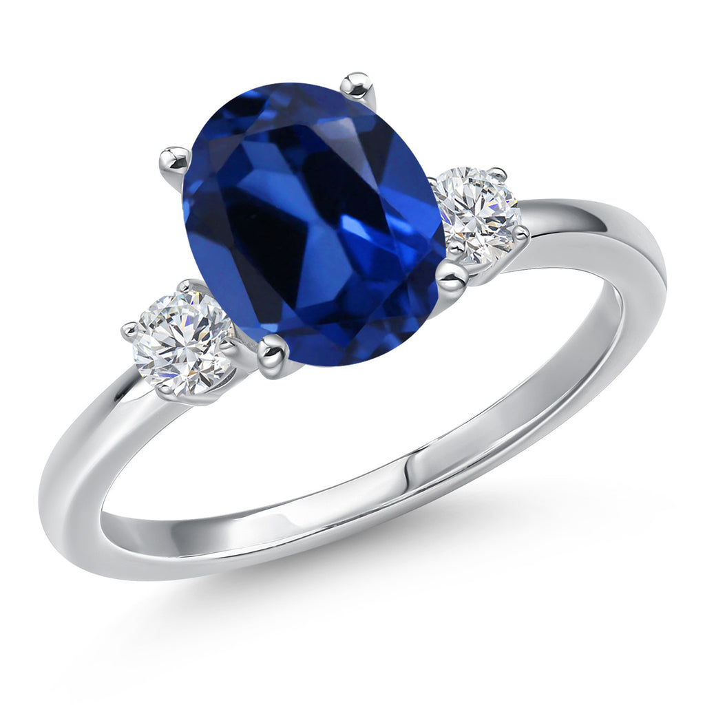 Blue Created Sapphire - September_5_Ring in 14K White Gold