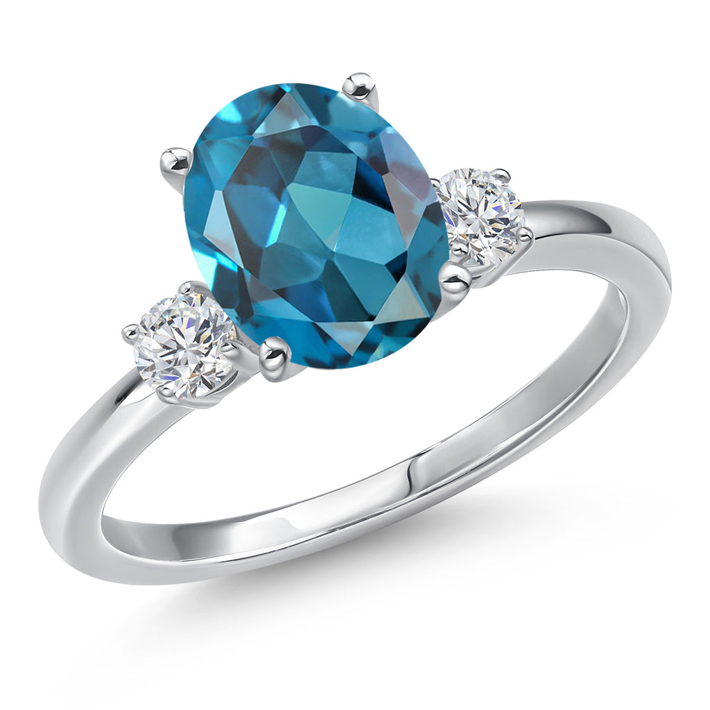London Blue Topaz - November_8_Ring in 14K White Gold