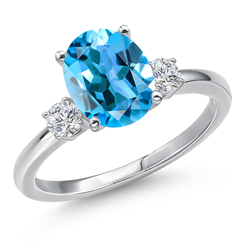 Swiss Blue Topaz - November_5_Ring in 14K White Gold