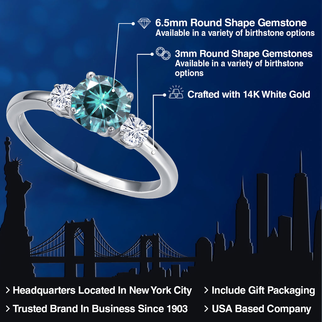 Blue Moissanite - April_7_Ring in 14K White Gold