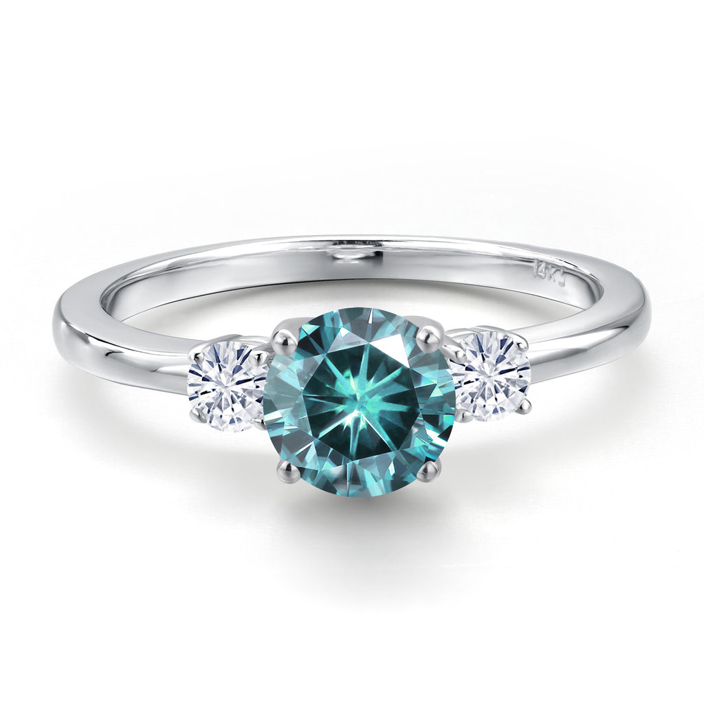 Blue Moissanite - April_7_Ring in 14K White Gold