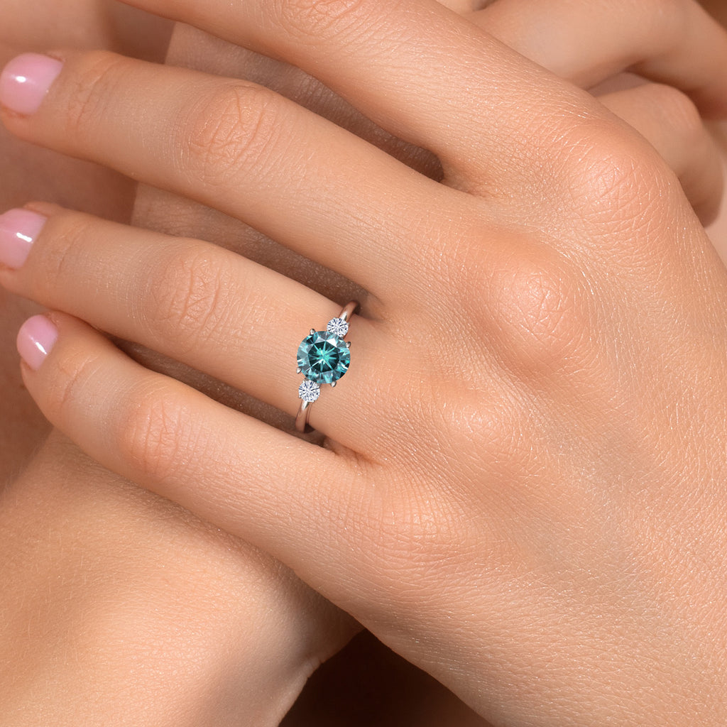 Blue Moissanite - April_7_Ring in 14K White Gold
