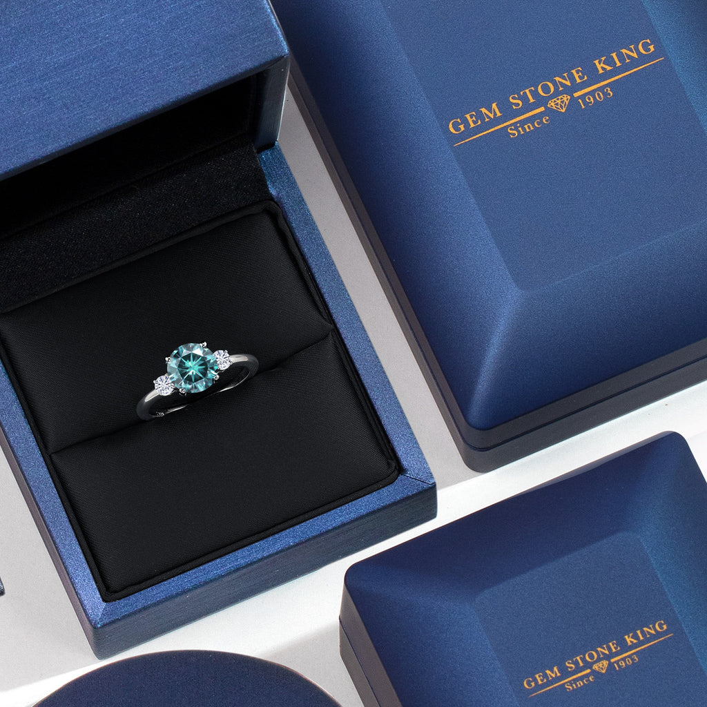 Blue Moissanite - April_7_Ring in 14K White Gold