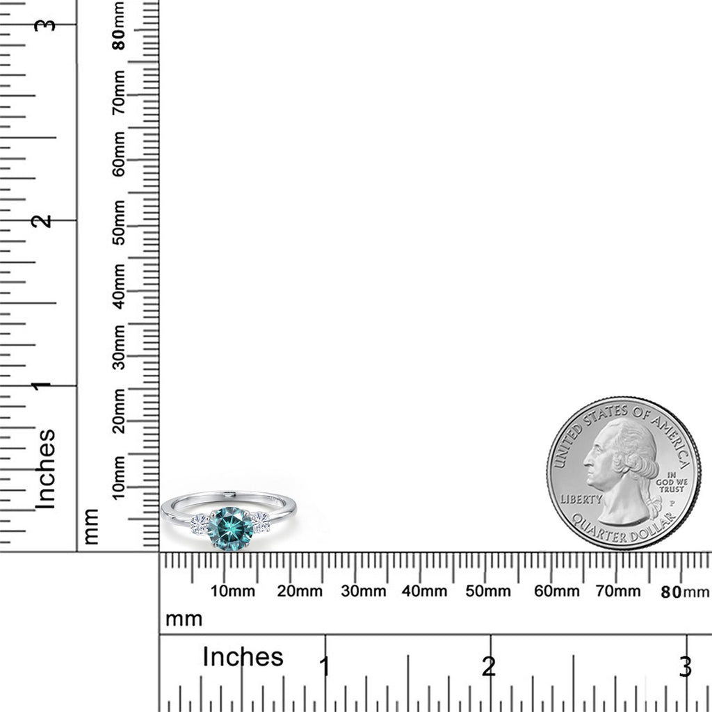 Blue Moissanite - April_7_Ring in 14K White Gold