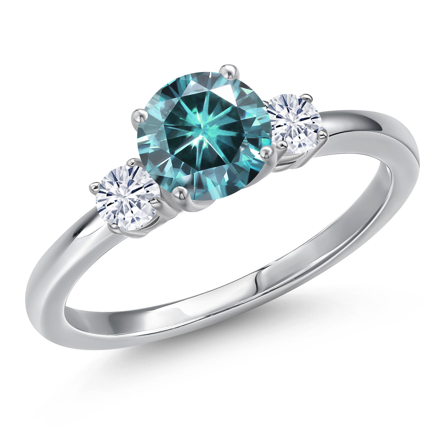Blue Moissanite - April_8_Ring in 14K White Gold