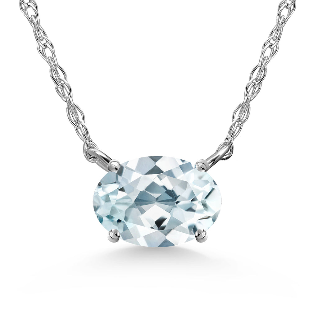 Aquamarine - March_Necklace in 10K White Gold