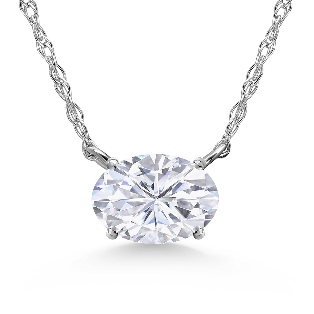 White Moissanite - April_Necklace in 10K White Gold