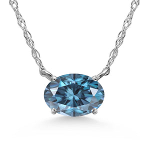 Persian Blue Moissanite - April_Necklace in 10K White Gold