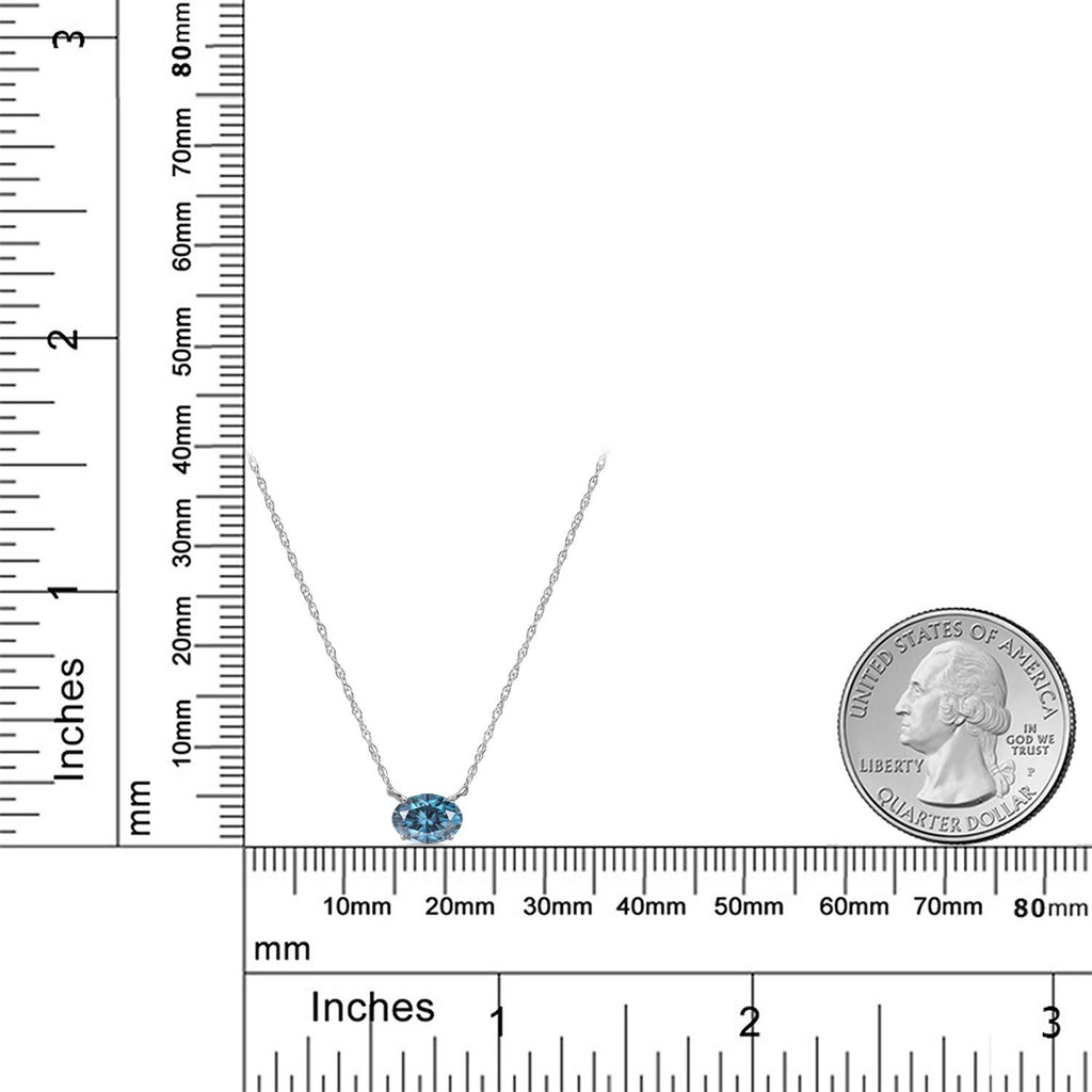 Persian Blue Moissanite - April_Necklace in 10K White Gold