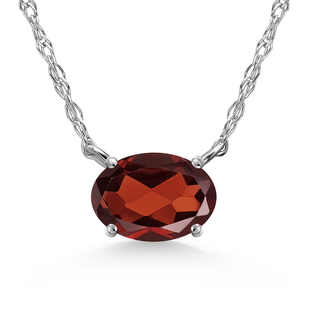 Garnet - January_Necklace in 10K White Gold
