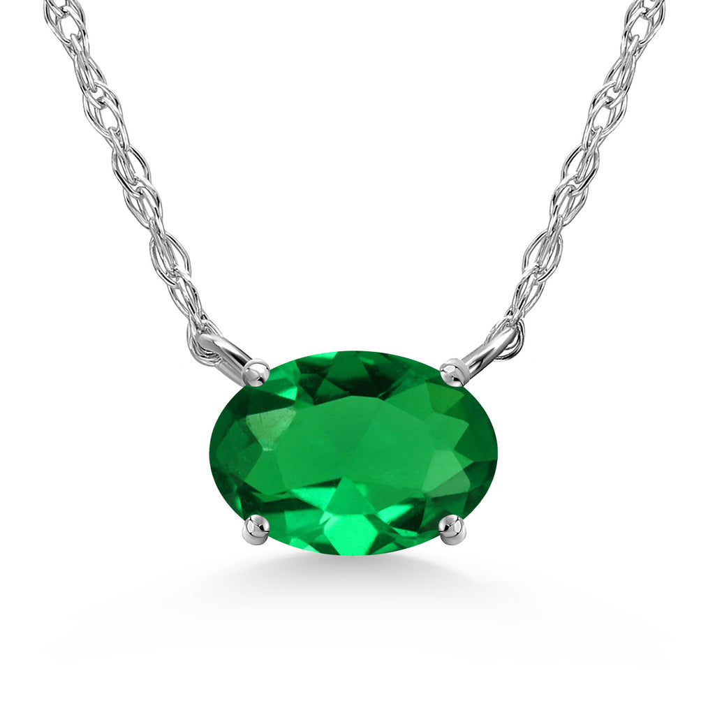 Nano Emerald - May_Necklace in 10K White Gold