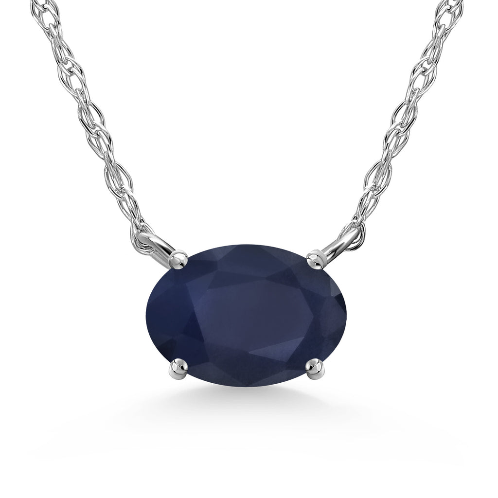 Blue Sapphire - September_Necklace in 10K White Gold