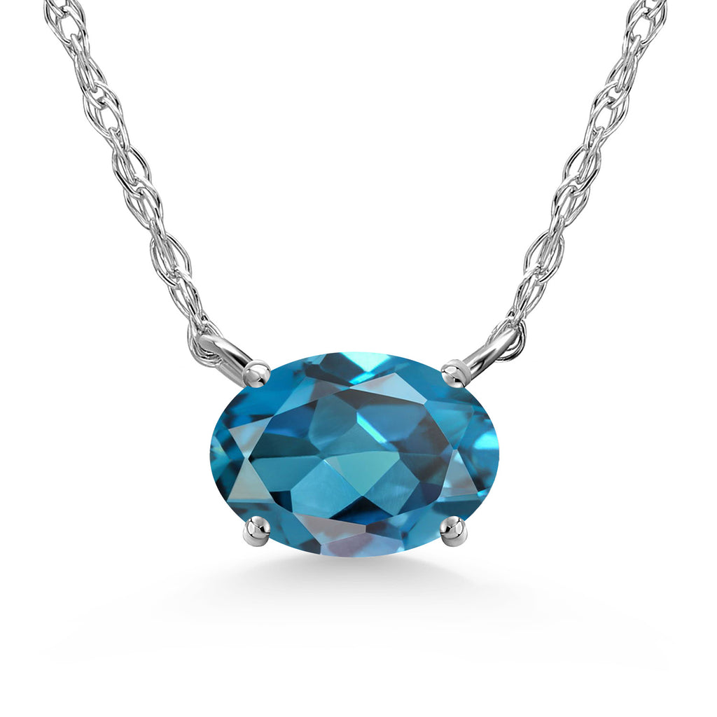London Blue Topaz - November_Necklace in 10K White Gold