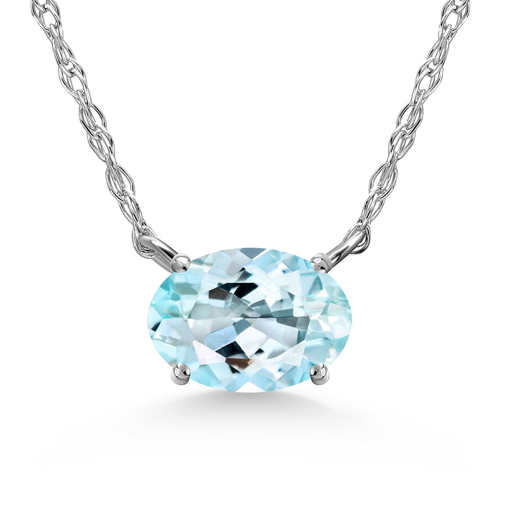 Sky Blue Topaz - November_Necklace in 10K White Gold