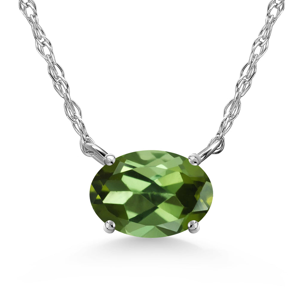 Green Tourmaline - October_Necklace in 10K White Gold