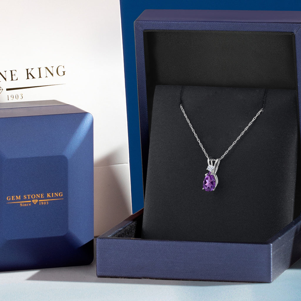 Amethyst and Zirconia_Pendant in 14K White Gold