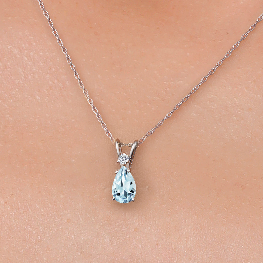 Aquamarine - March_Pendant in 14K White Gold