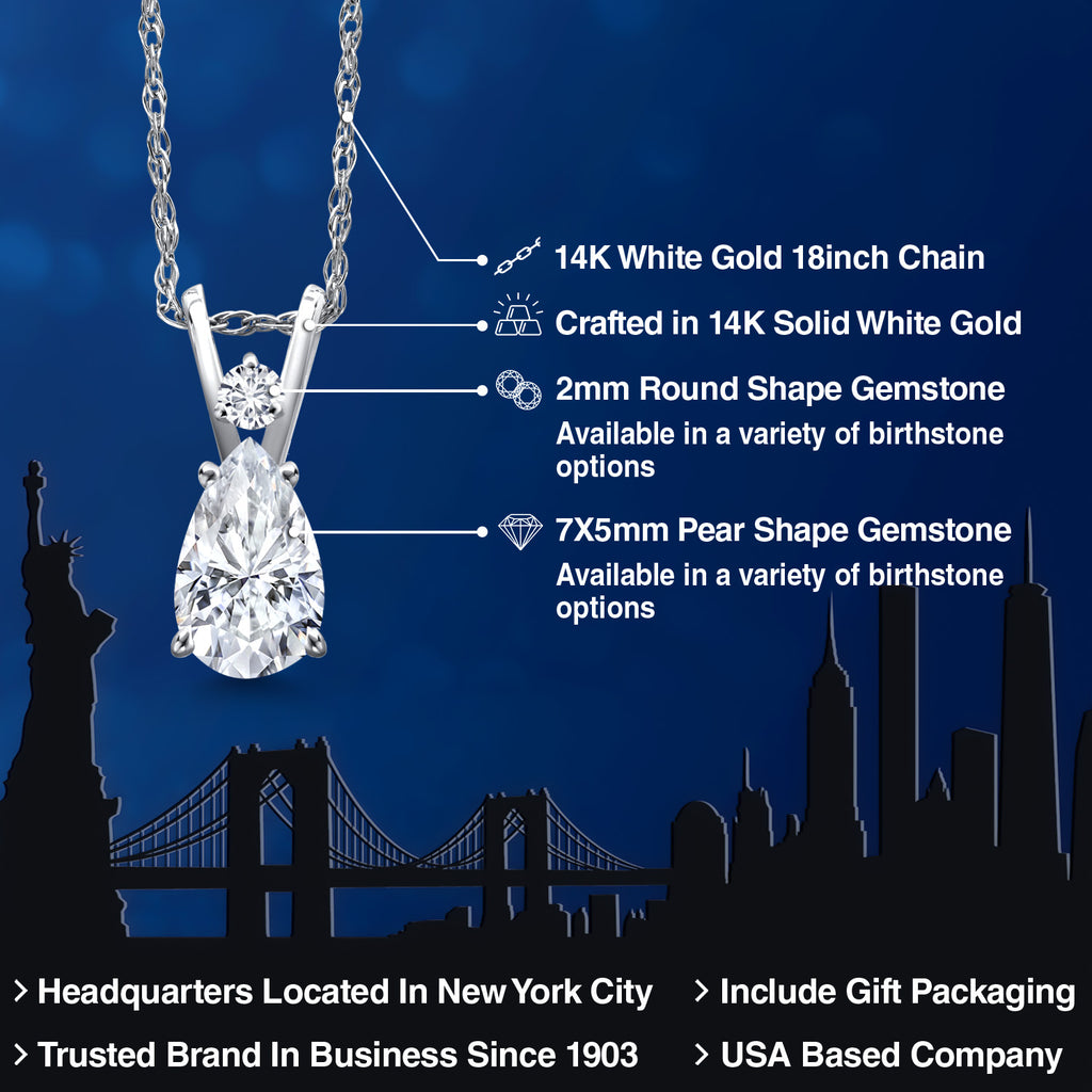 Moissanite and Diamond_Pendant in 14K White Gold