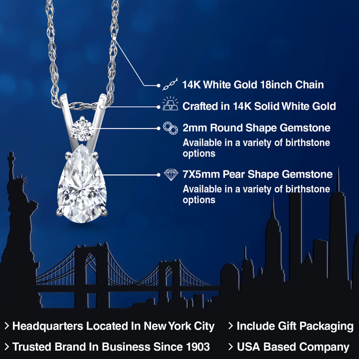 Moissanite and Diamond_Pendant in 14K White Gold