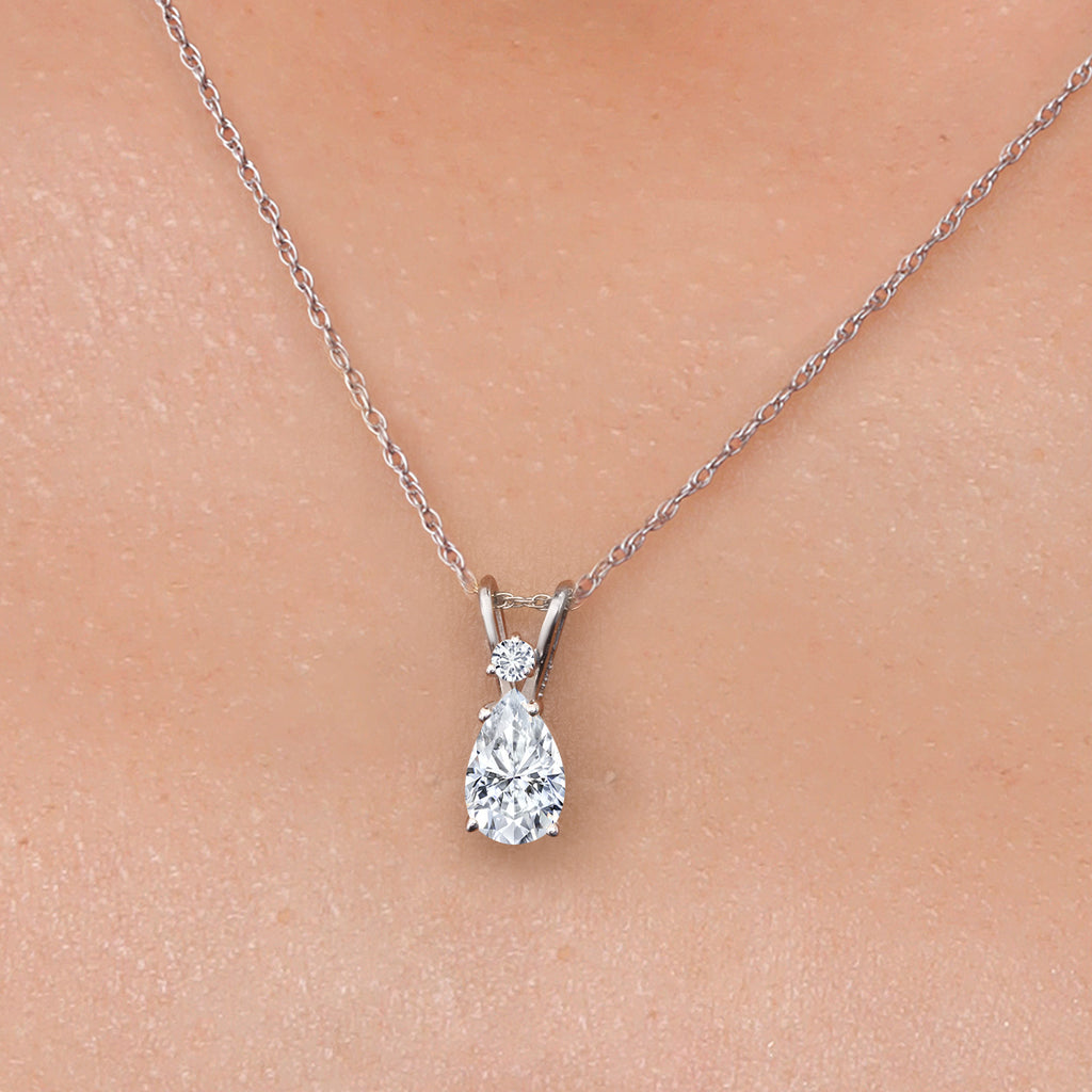 Moissanite and Diamond_Pendant in 14K White Gold