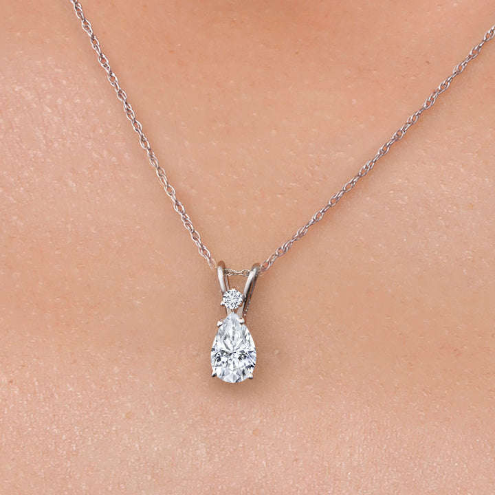 Moissanite and Diamond_Pendant in 14K White Gold