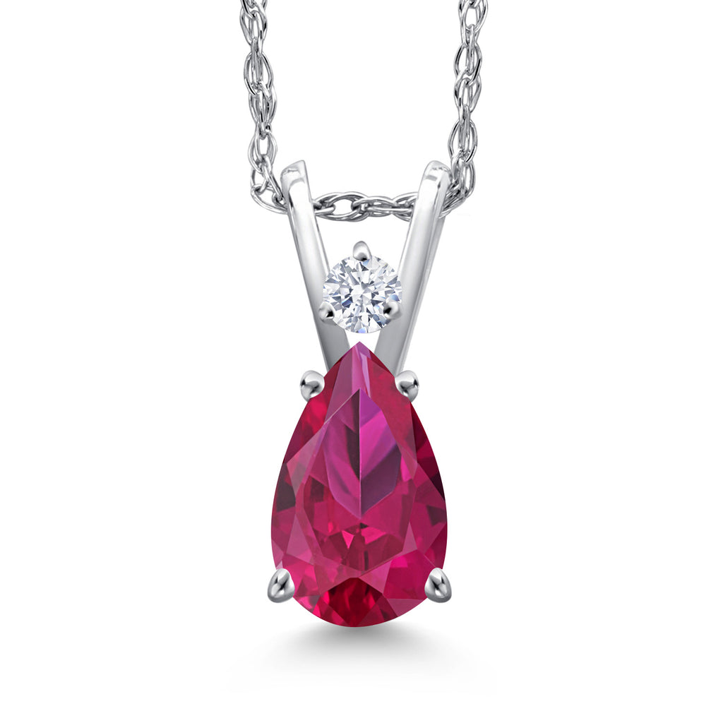 Created Ruby - July_Pendant in 14K White Gold