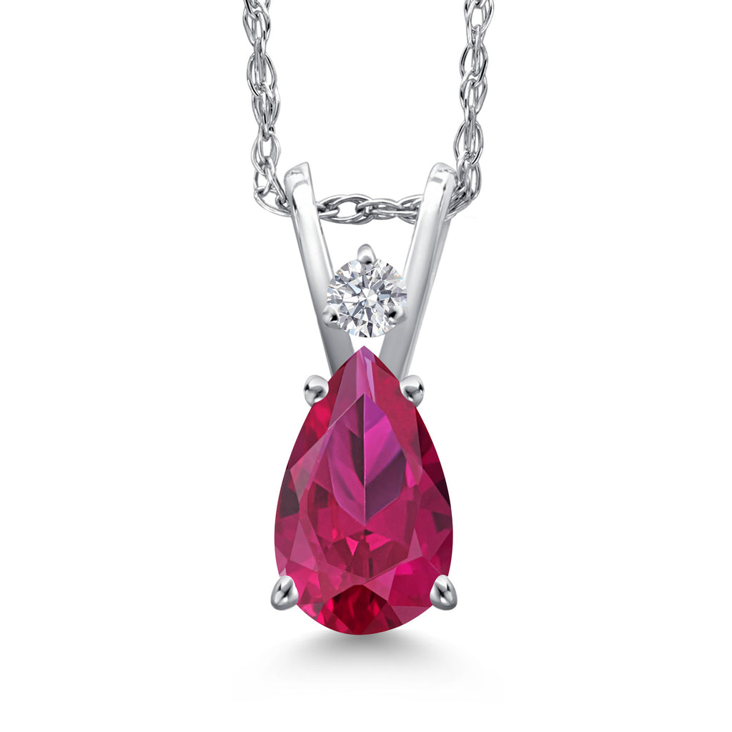 Created Ruby - July_Pendant in 14K White Gold