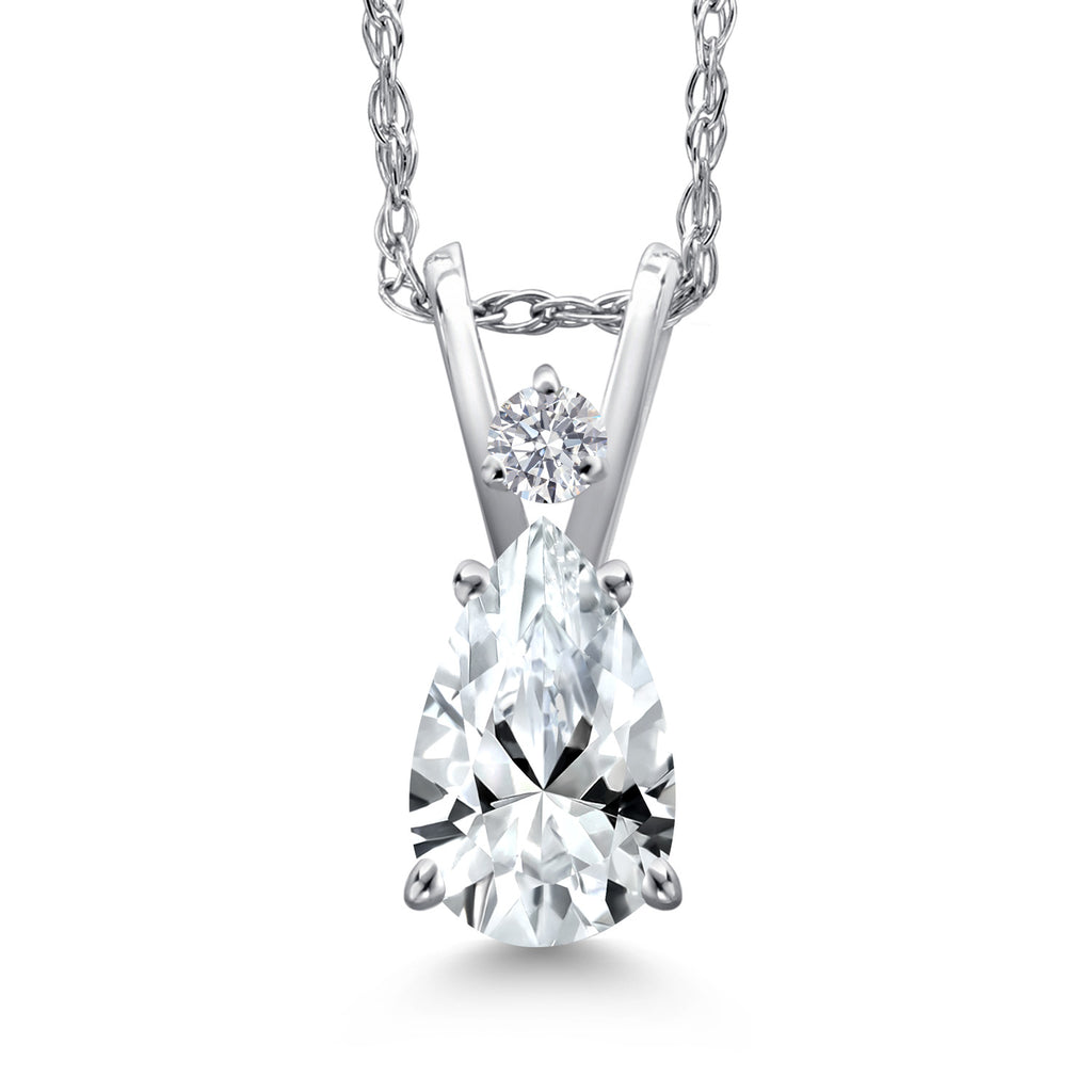 White Created Sapphire - September_Pendant in 14K White Gold