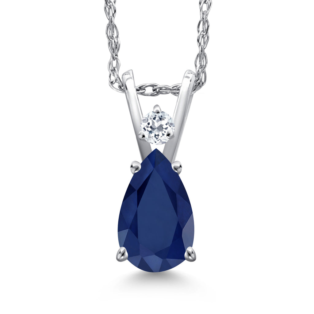 Blue Sapphire - September_Pendant in 14K White Gold