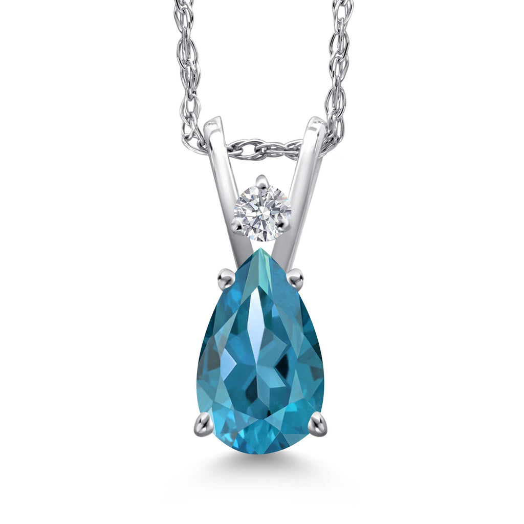London Blue Topaz - November_Pendant in 14K White Gold