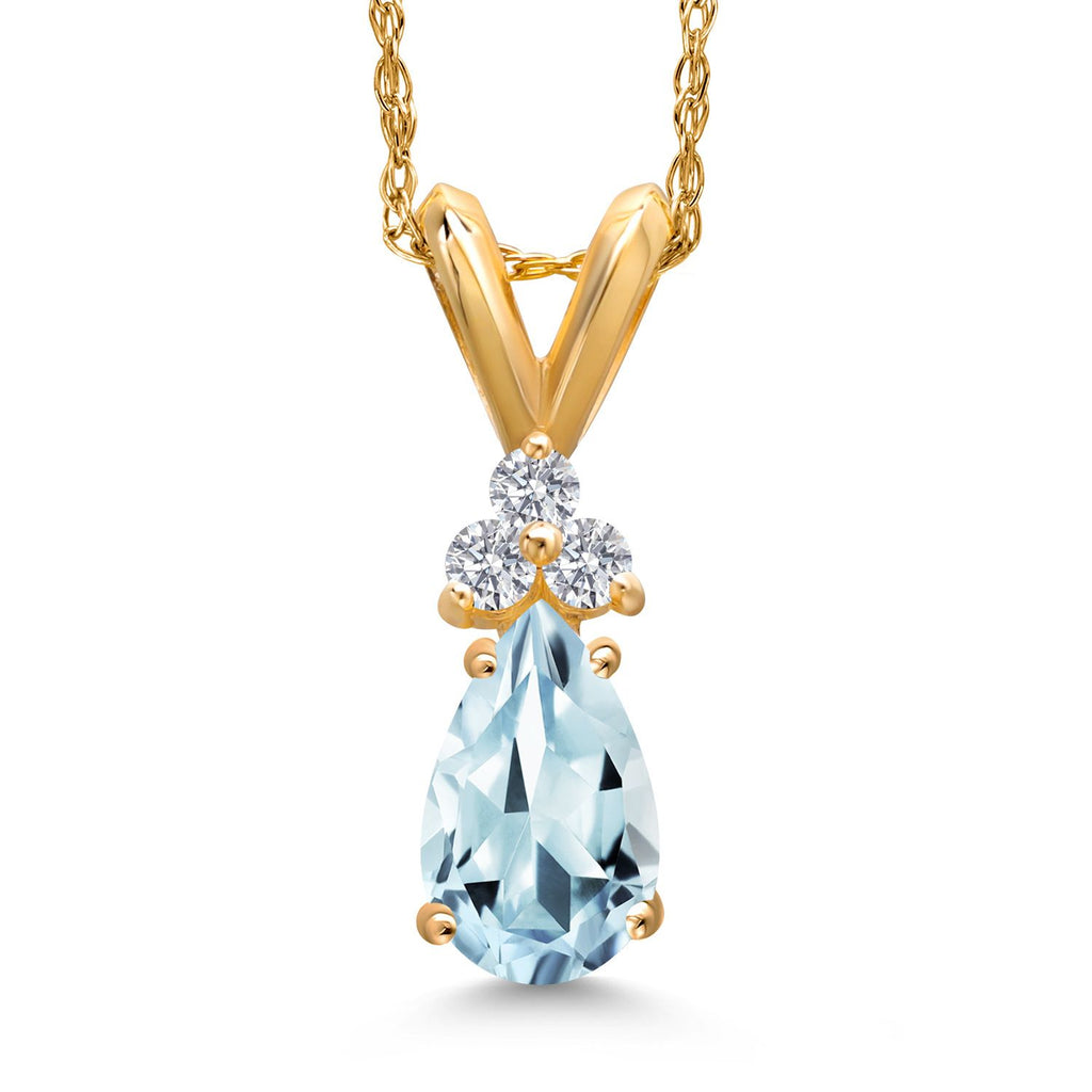 Aquamarine - March_Pendant in 14K Yellow Gold