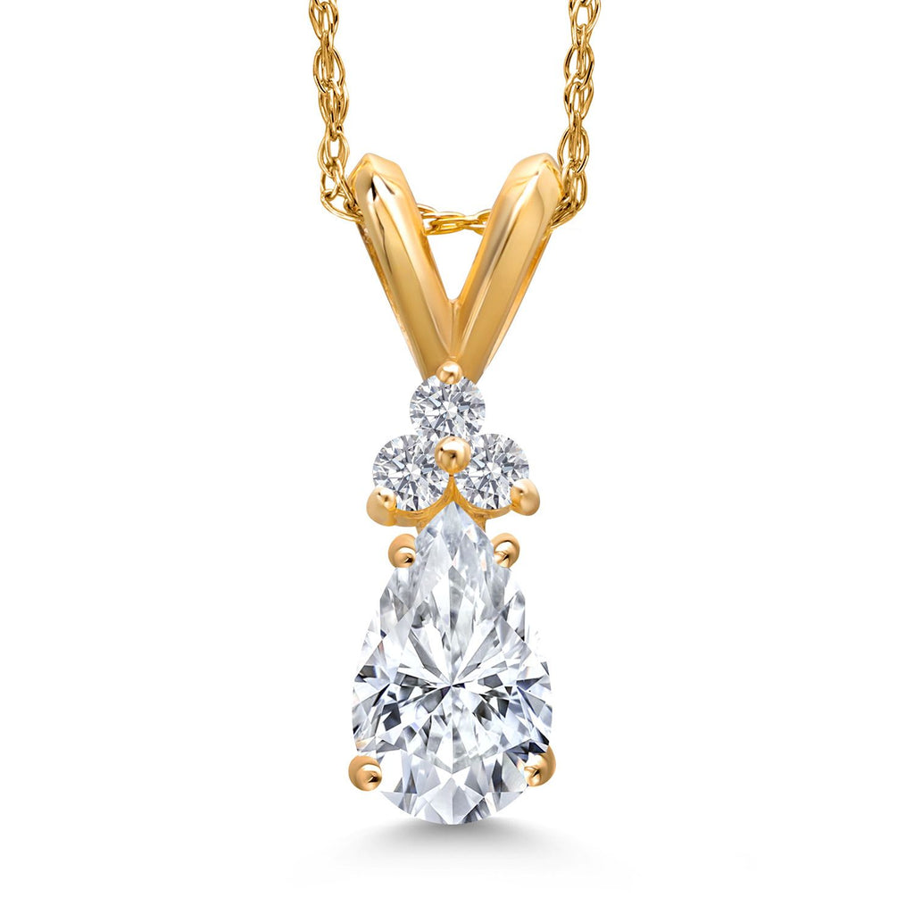 White Moissanite - April_Pendant in 14K Yellow Gold