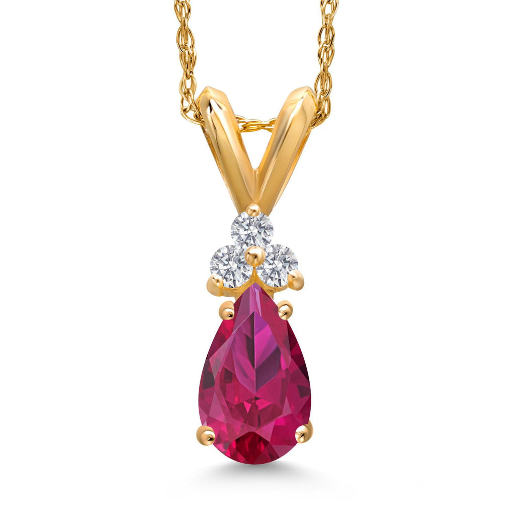 Created Ruby - July_Pendant in 14K Yellow Gold