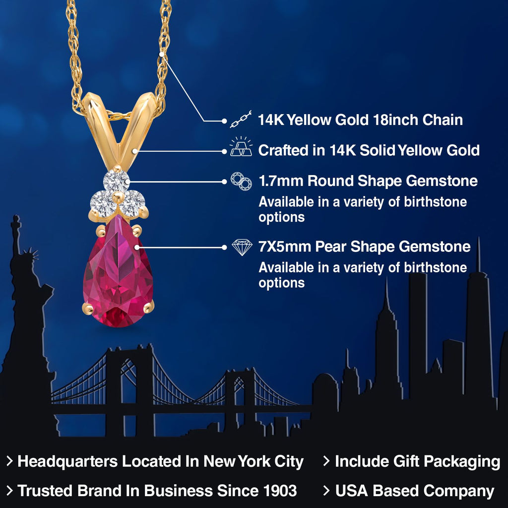 Created Ruby - July_Pendant in 14K Yellow Gold