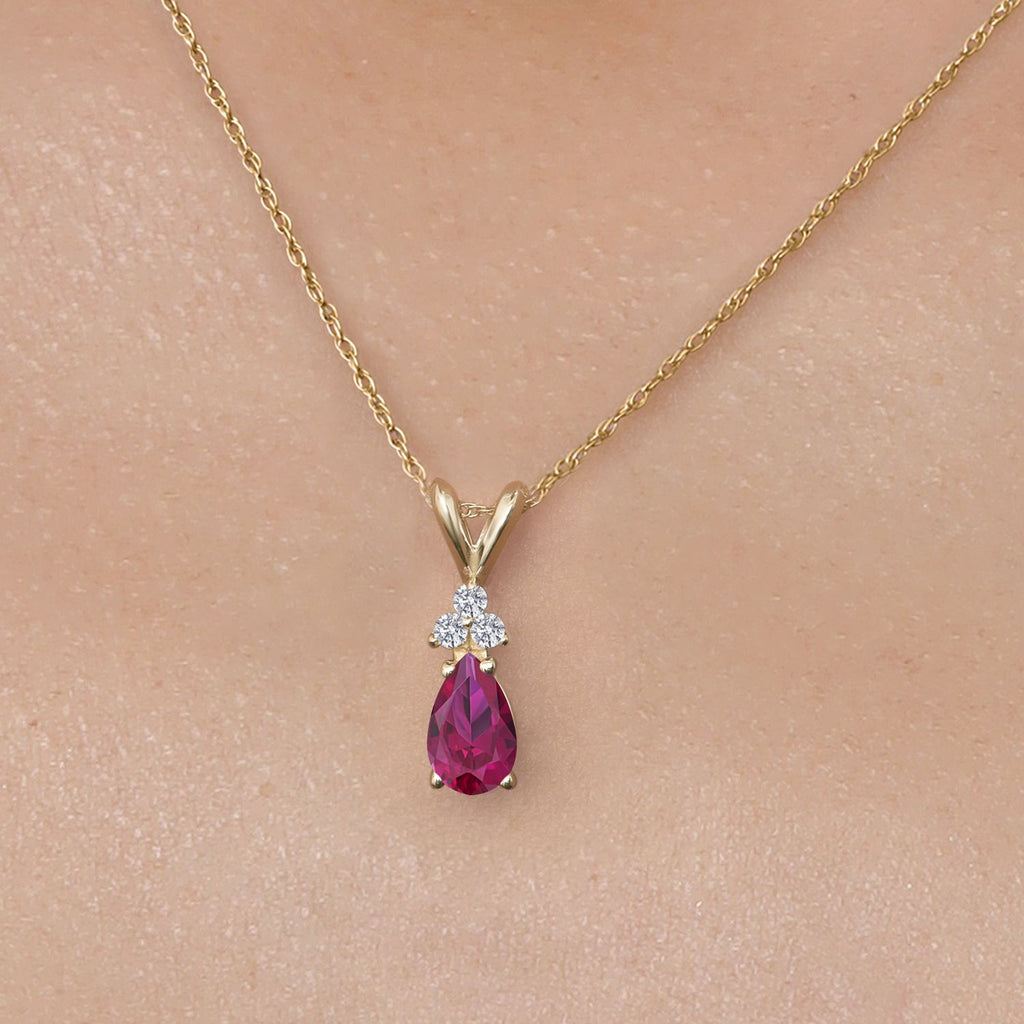 Created Ruby - July_Pendant in 14K Yellow Gold