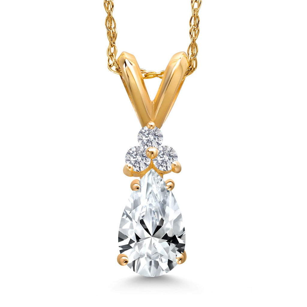 White Created Sapphire - September_Pendant in 14K Yellow Gold