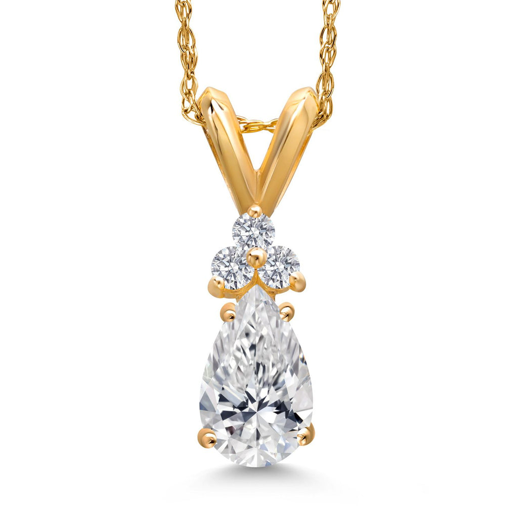 White Lab Grown Diamond - April_Pendant in 14K Yellow Gold