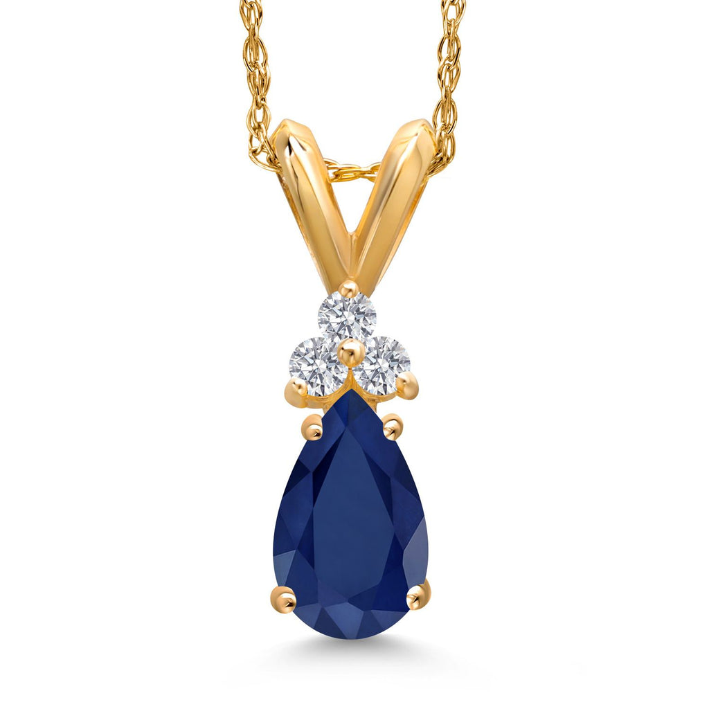 Blue Sapphire - September_Pendant in 14K Yellow Gold
