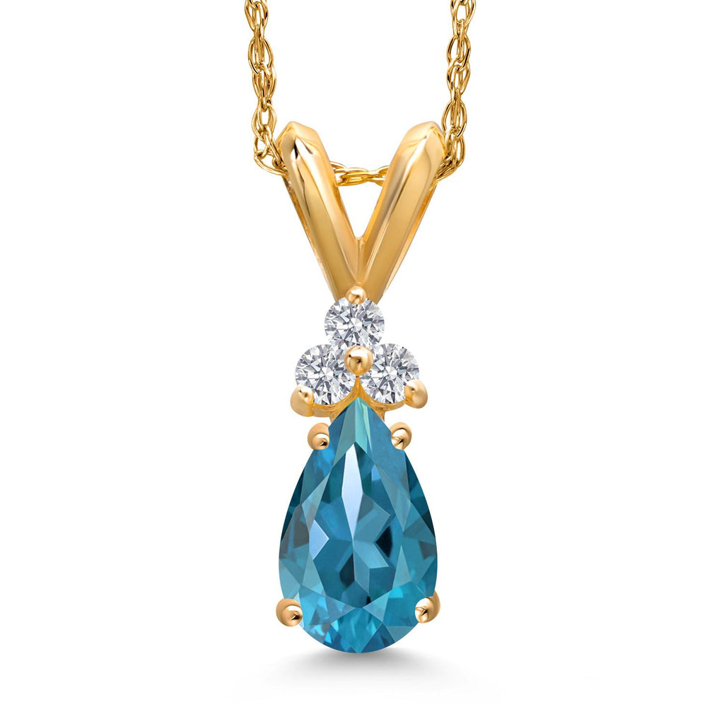 London Blue Topaz - November_Pendant in 14K Yellow Gold