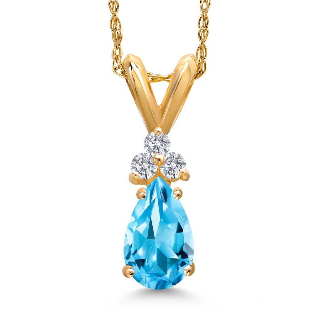 Swiss Blue Topaz - November_Pendant in 14K Yellow Gold