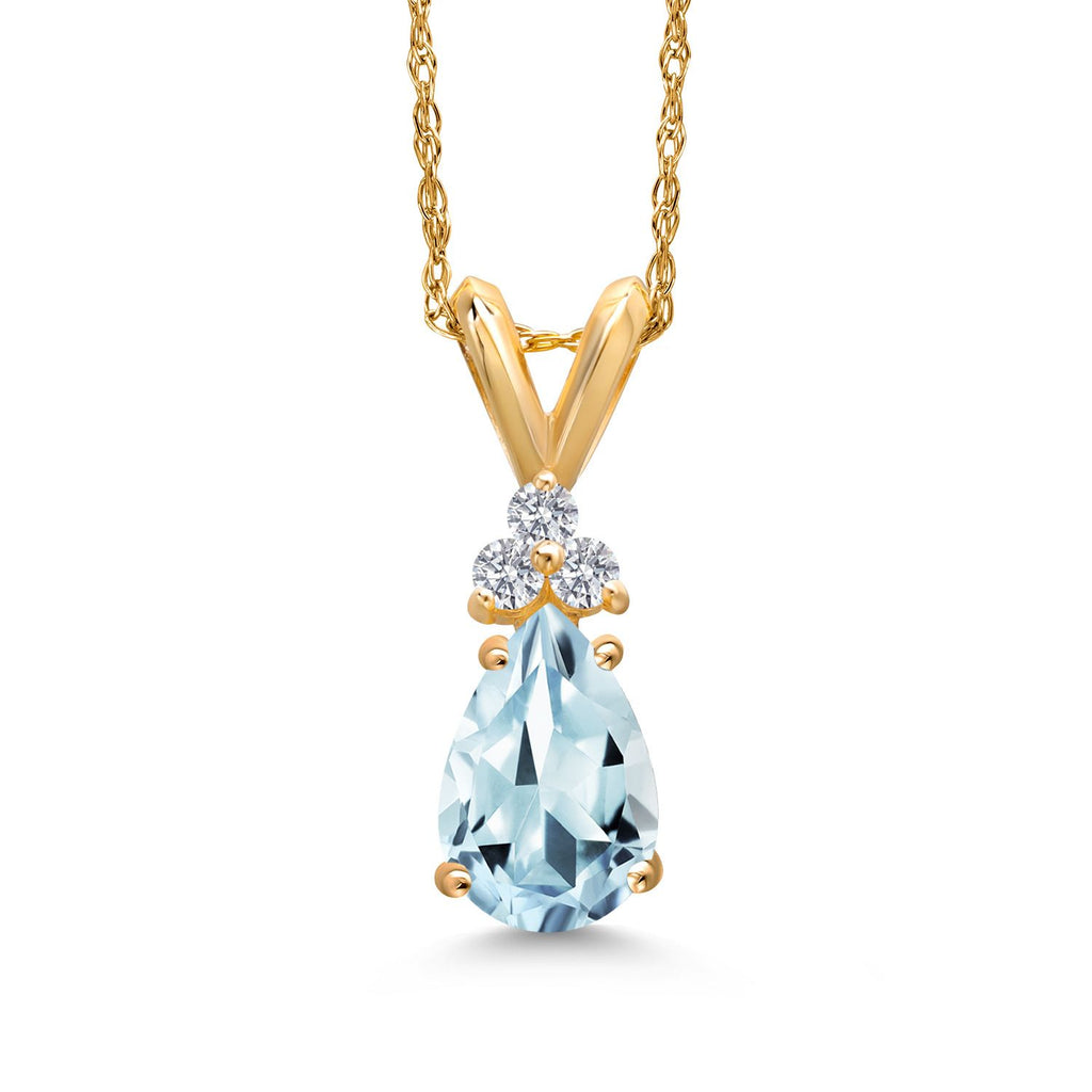 Aquamarine - March_Pendant in 14K Yellow Gold