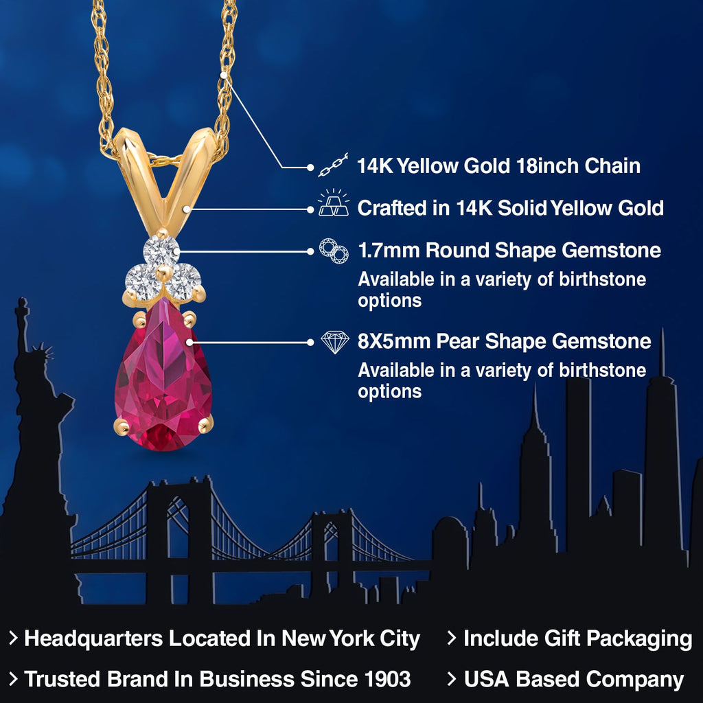 Created Ruby - July_Pendant in 14K Yellow Gold