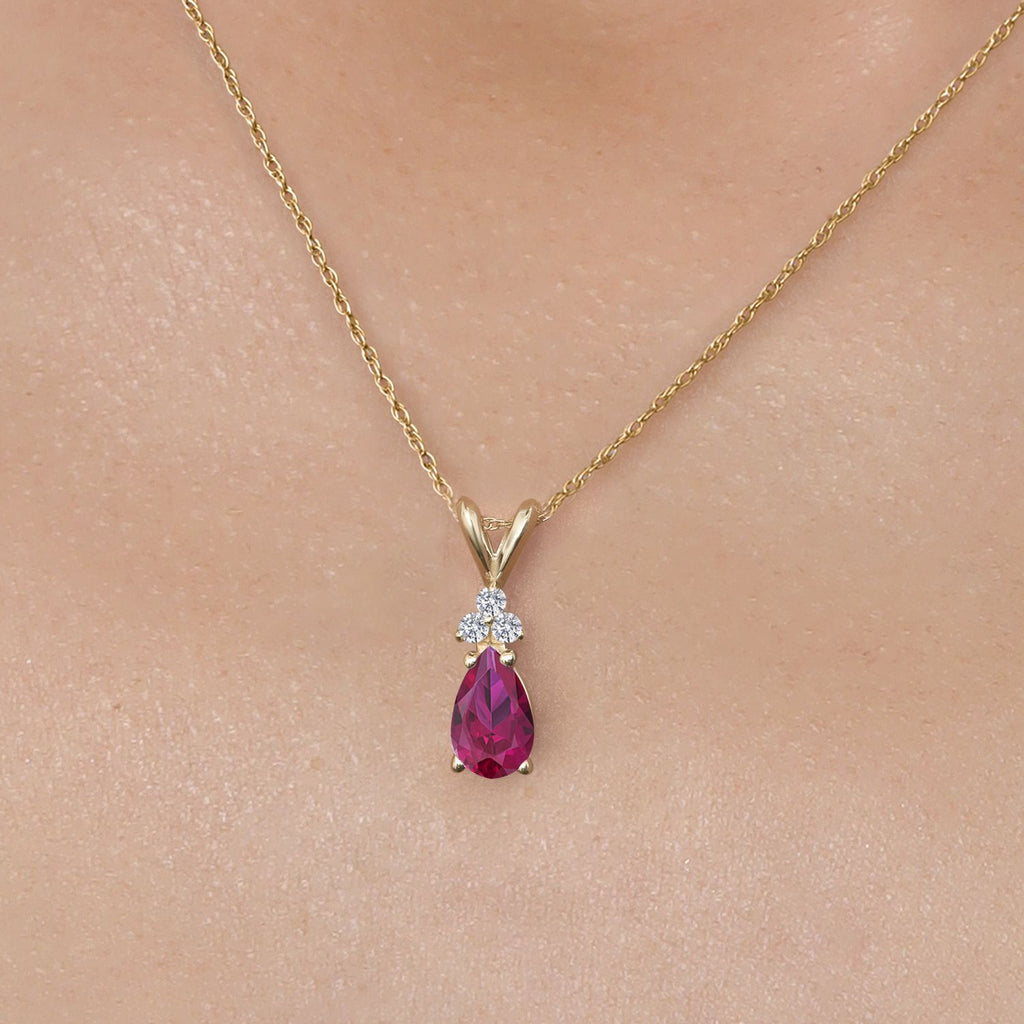Created Ruby - July_Pendant in 14K Yellow Gold