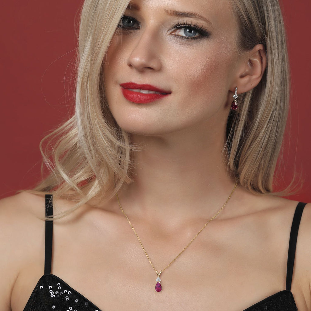 Created Ruby - July_Pendant in 14K Yellow Gold