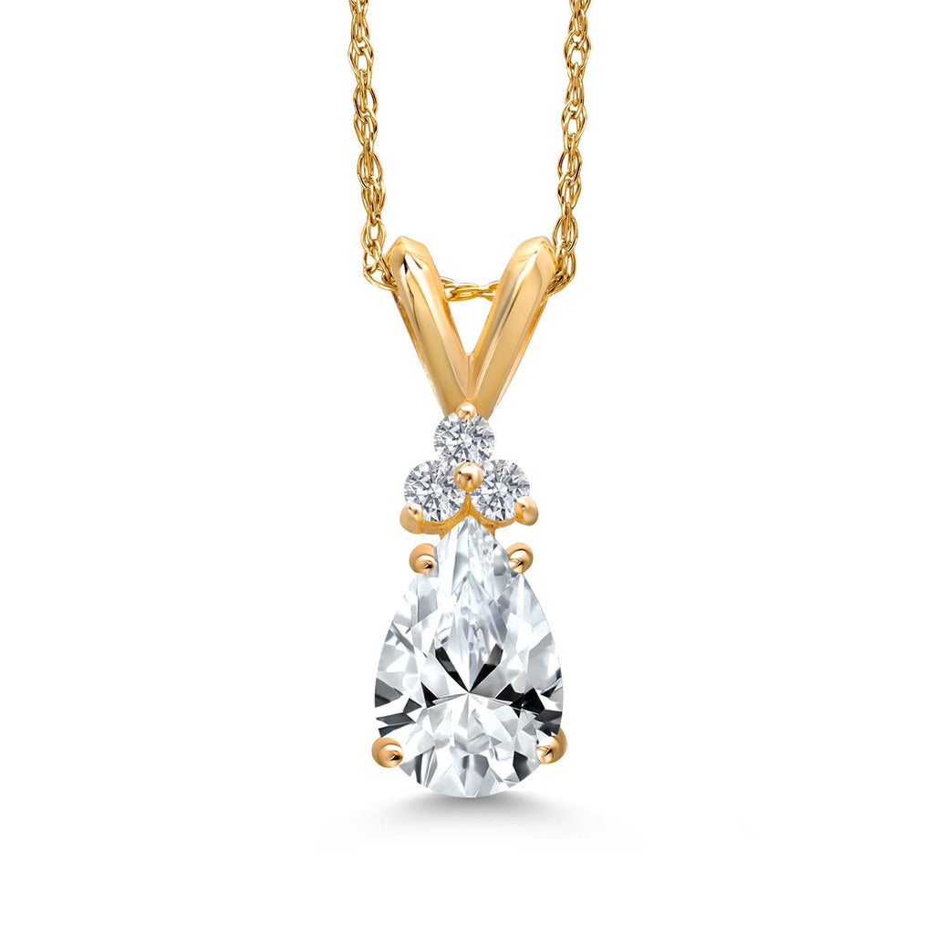 White Created Sapphire - September_Pendant in 14K Yellow Gold