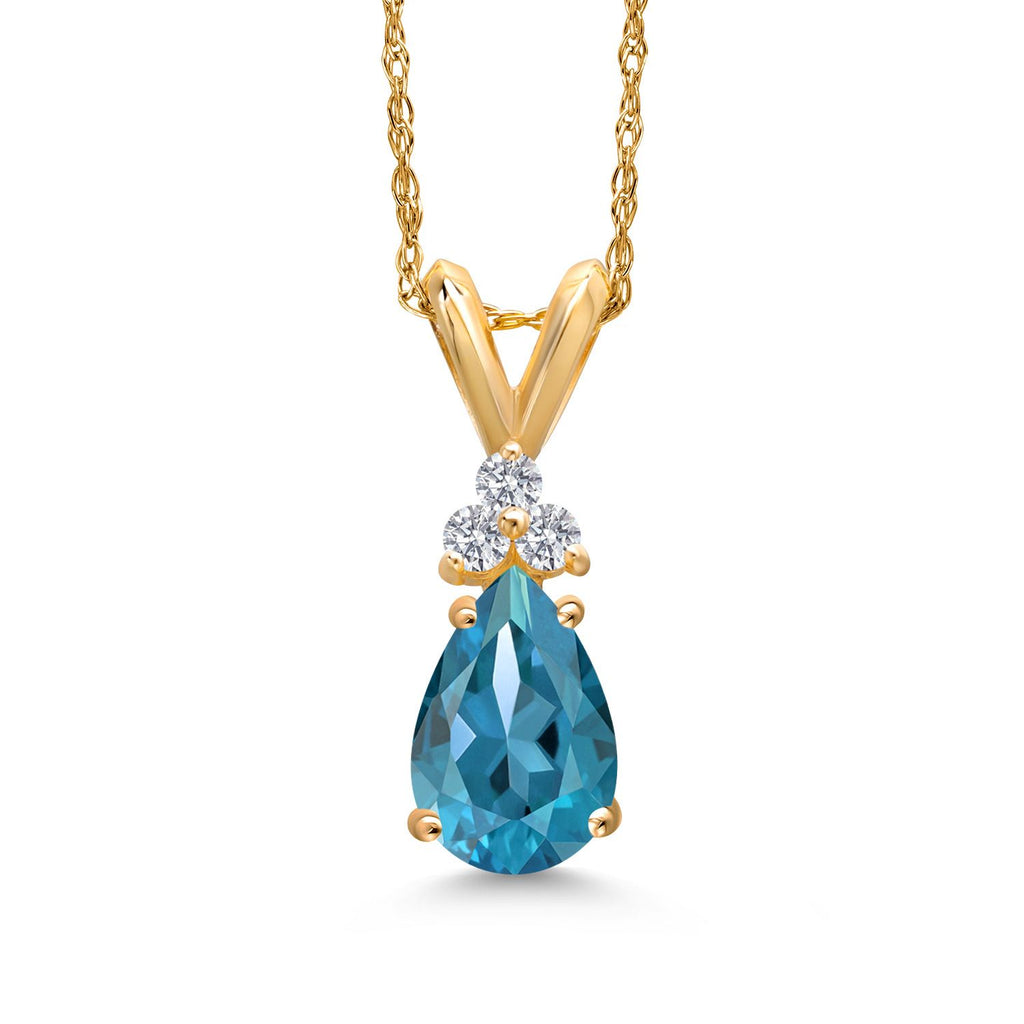 London Blue Topaz - November_Pendant in 14K Yellow Gold